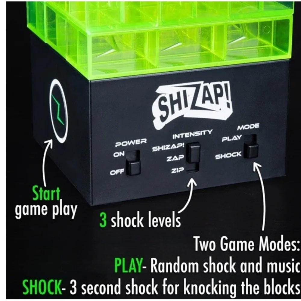 Shizap! - Electric Shock Stacking Block Game, Plastic Tumble Tower Blocks,(3/b37